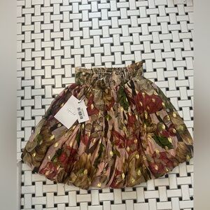 Elegant Floral Mini Skirt in Pink and Green